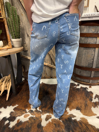 Ranch House Cattle Brand Wide Leg Jeans - Barbwire n Bougie Boutique