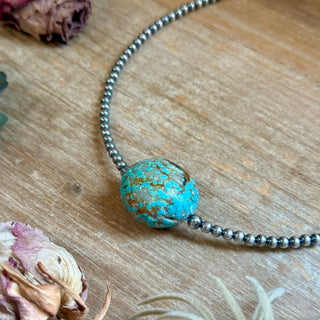 Rare Mine 8 Turquoise & Sterling Silver Pearl Necklace - Barbwire n Bougie Boutique