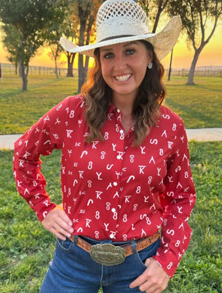 Red Dirt Cattle Brand Pearl Snap Rodeo Stock Show Shirt - Barbwire n Bougie Boutique