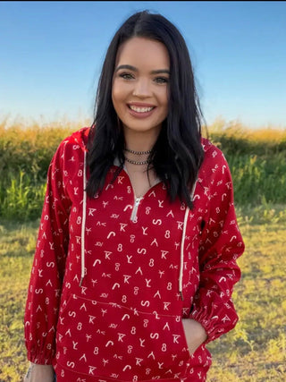 Red Dirt Cattle Brand Quarter Zip Hoodie - Barbwire n Bougie Boutique