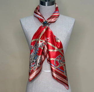 Red Rodeo Bronc Rider Wild Rag Scarf – 36” x 36” Western Cowboy Silk Scarf - Barbwire n Bougie Boutique