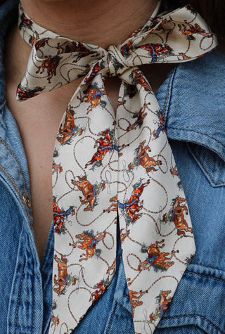 Rodeo Cowboy Twilly Scarf | Western Hair Scarf & Purse Ribbon - Barbwire n Bougie Boutique