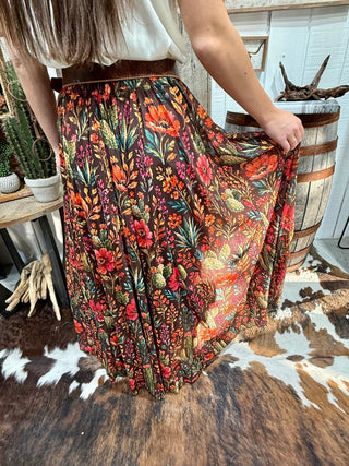 Rodeo Garden Floral Mesh Maxi Skirt - Barbwire n Bougie Boutique