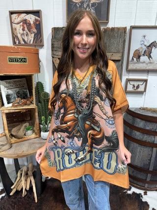 Rodeo Scarf Poncho Top for Women – Oversized Western Satin Tunic Top | Fits Up to 2X - Barbwire n Bougie Boutique