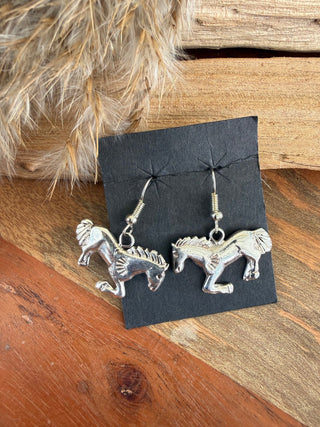 Rosa Tsosie Sterling Silver Running Horse Earrings – Native American Made - Barbwire n Bougie Boutique