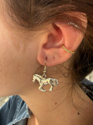 Rosa Tsosie Sterling Silver Running Horse Earrings – Native American Made - Barbwire n Bougie Boutique