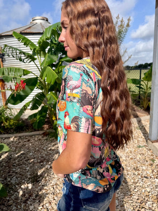 Rowdy Ranch Butter Soft Patchwork Top by Sterling Kreek | Western Animal Print Boutique Tee - Barbwire n Bougie Boutique