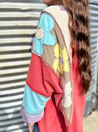 Rust Bloom Patchwork Floral Top | Boho Western Oversized Tunic - Barbwire n Bougie Boutique
