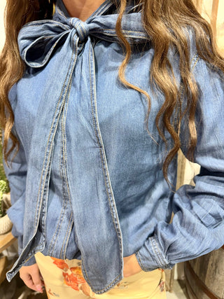 Rustic Romance Denim Chambray Tie Top - Barbwire n Bougie Boutique