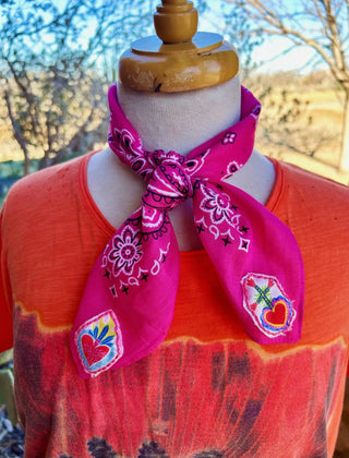 Sacred Love Pink Western Bandana Wild Rag Scarf – Southwestern Cowgirl Neck Scarf - Barbwire n Bougie Boutique