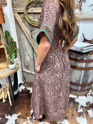 Saddle Kreek Buck Stitch Western Midi Dress- SHIP DATE JULY 25! - Barbwire n Bougie Boutique
