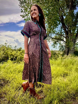 Saddle Kreek Buck Stitch Western Midi Dress- SHIP DATE JULY 25! - Barbwire n Bougie Boutique