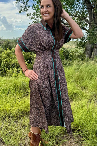 Saddle Kreek Buck Stitch Western Midi Dress- SHIP DATE JULY 25! - Barbwire n Bougie Boutique