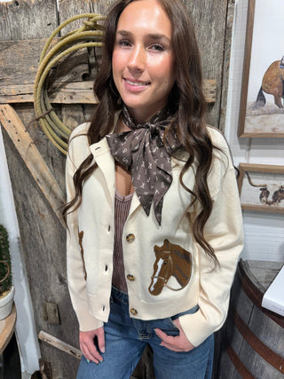 Saddle Sweetheart Horse Embroidered Cardigan - Barbwire n Bougie Boutique