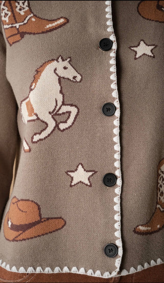 Saddle Up Western Graphic Cardigan - Barbwire n Bougie Boutique