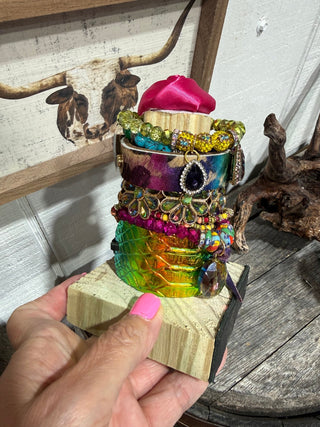 Sandra Ling Rainbow Luxe Bracelet Stack | Colorful Western Boho Bracelet Set - Barbwire n Bougie Boutique