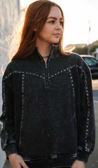 Silver Creek Midnight Studded Quarter Zip Pullover – 2 Fly Clothing - Barbwire n Bougie Boutique