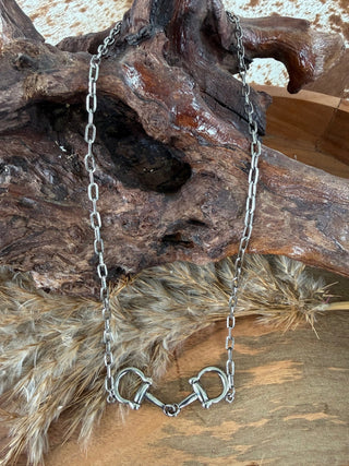 Silver Horse Bit Chain Necklace 21” | Western Equestrian Jewelry - Barbwire n Bougie Boutique