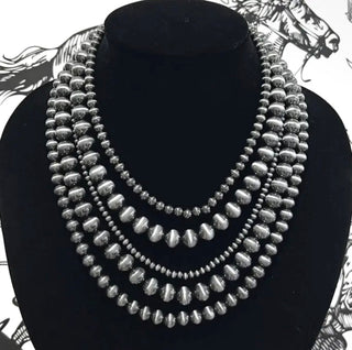 Silver Mesa Multi-Strand Faux Navajo Pearl Necklace - Barbwire n Bougie Boutique