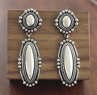 Silver Mesa Western Concho Drop Earrings - Barbwire n Bougie Boutique