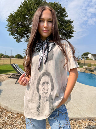 Sitting Bull Vintage Graphic Oversized Tee - Barbwire n Bougie Boutique