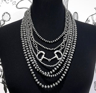 Snaffle Bit Faux Navajo Pearl Multi-Strand Necklace - Barbwire n Bougie Boutique