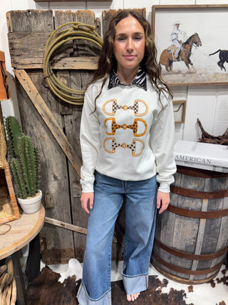 Snaffle Bit Glam Western Graphic Sweatshirt - Barbwire n Bougie Boutique