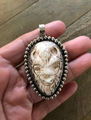 Spirit of the Plains Carved Buffalo Pendant - Barbwire n Bougie Boutique