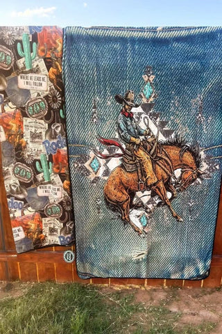 Spirit of the Rodeo Western Throw Blanket - Barbwire n Bougie Boutique