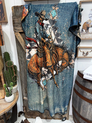 Spirit of the Rodeo Western Throw Blanket - Barbwire n Bougie Boutique