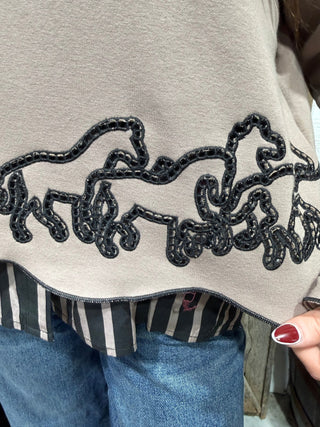 Stampede Stitch Embroidered Scalloped Hem Sweatshirt – Taupe - Barbwire n Bougie Boutique