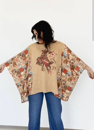 Star Cowboy Western Poncho – Varsity Rodeo - Barbwire n Bougie Boutique
