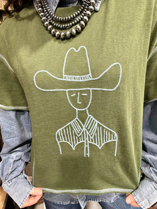 Staredown Stitch Cowboy High Low Tee – 2 Fly Co - Barbwire n Bougie Boutique