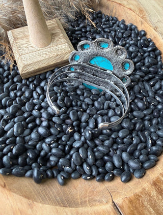 Statement Turquoise Squash Blossom Cuff Bracelet | Western Silver Navajo Style Jewelry - Barbwire n Bougie Boutique