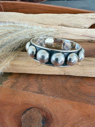 Sterling Silver 21mm Beaded Bubble Statement Cuff - Barbwire n Bougie Boutique