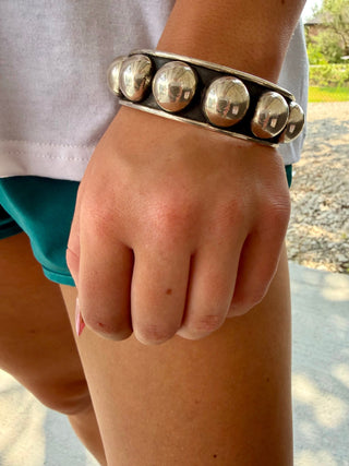 Sterling Silver 21mm Beaded Bubble Statement Cuff - Barbwire n Bougie Boutique