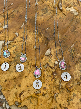 Sterling Silver Cotton Candy Turquoise Teardrop Necklace - Barbwire n Bougie Boutique