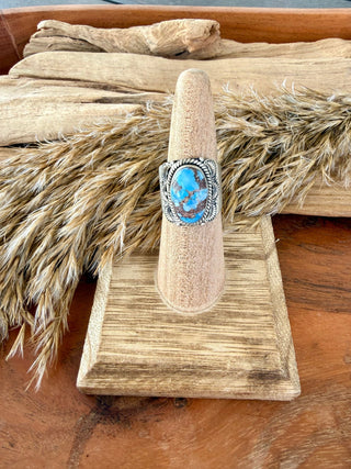 Sterling Silver Golden Hills Turquoise Cigar Band Ring- Non Native - Size 7 - Barbwire n Bougie Boutique