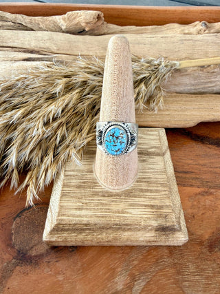 Sterling Silver Golden Hills Turquoise Cigar Band Ring Size 10 - Barbwire n Bougie Boutique