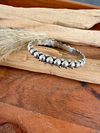 Sterling Silver Graduated Bead Cuff Bracelet - Barbwire n Bougie Boutique