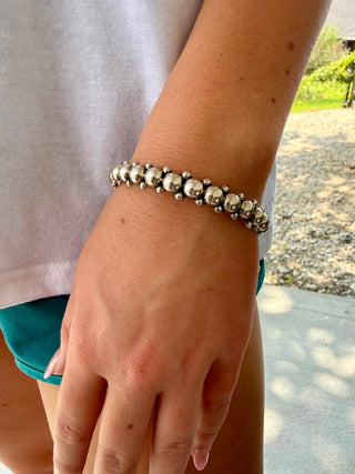 Sterling Silver Graduated Bead Cuff Bracelet - Barbwire n Bougie Boutique