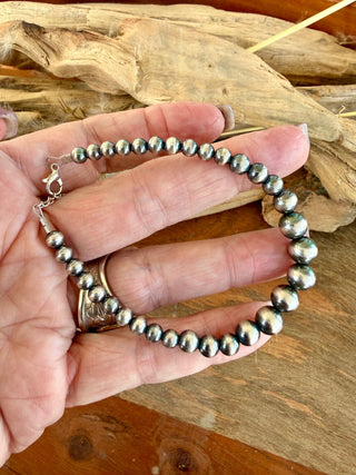 Sterling Silver Graduated Machine Made Pearl Bracelet - Barbwire n Bougie Boutique