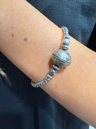 Sterling Silver Machine Made Pearls Mercury Dime Bead Bracelet | Western Navajo Pearl Style Bracelet - Barbwire n Bougie Boutique