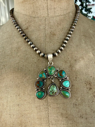Sterling Silver Mine 8 Turquoise Naja Pendant - Barbwire n Bougie Boutique