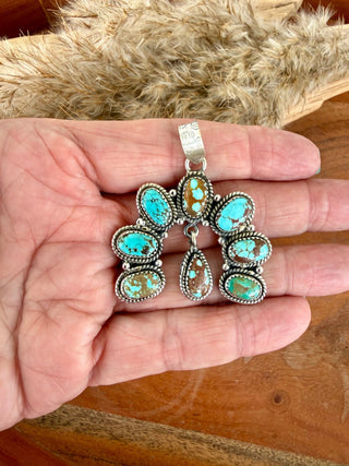 Sterling Silver Mine 8 Turquoise Naja Pendant - Barbwire n Bougie Boutique
