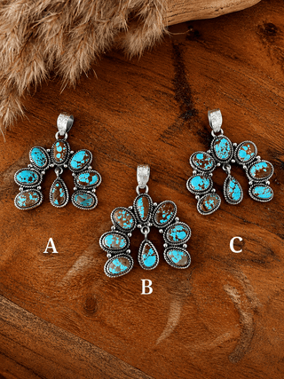 Sterling Silver Mine 8 Turquoise Naja Pendant - Barbwire n Bougie Boutique
