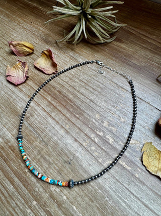 Sterling Silver Pearl Choker with Extra Turquoise & Spiny Oyster - Barbwire n Bougie Boutique