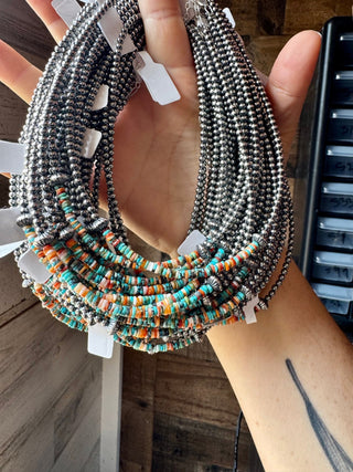 Sterling Silver Pearl Choker with Extra Turquoise & Spiny Oyster - Barbwire n Bougie Boutique