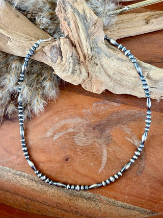 Sterling Silver Pearl & Torpedo Bead Necklace – 16” - Barbwire n Bougie Boutique