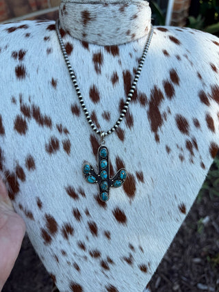 Sterling Silver & Turquoise Cactus Pendant - Barbwire n Bougie Boutique